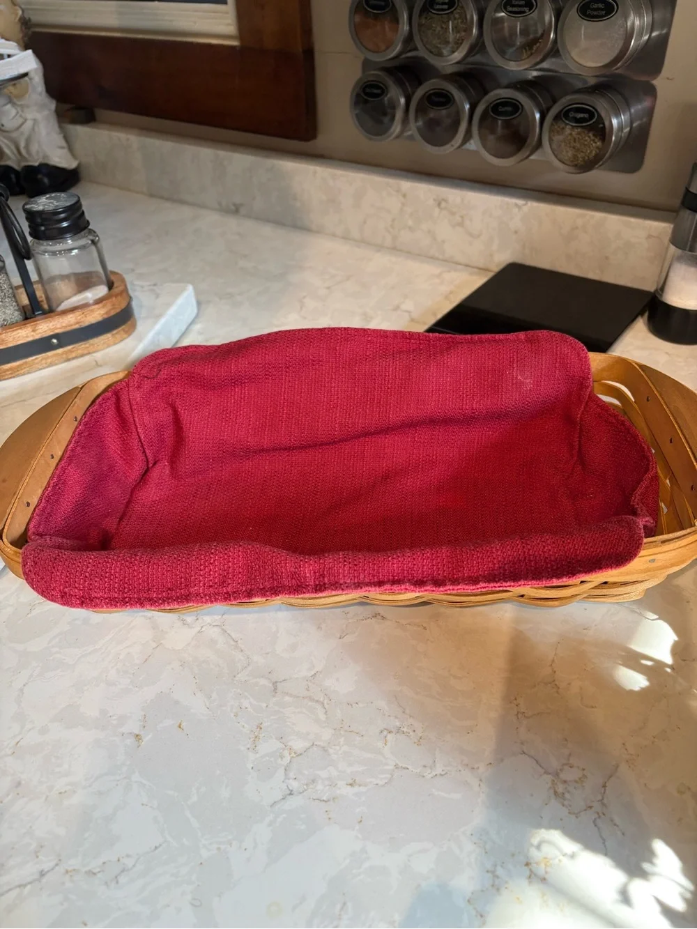 Longaberger Woven Bread Basket with Red Liner